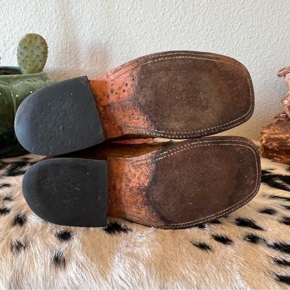 Anderson Bean Full Quill Ostrich Square Toe Boots Women’s Size 7 B Narrow - Picture 10 of 14